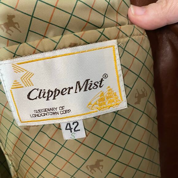 Vintage Sears Clipper Mist Brown Leather Blazer 42S Equestrian Lined western - Picture 7 of 12